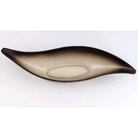 Howard Pierce Console Bowl Pottery Dish Brown Ombré Speckled Mid Century 13” - Picture 2 of 12